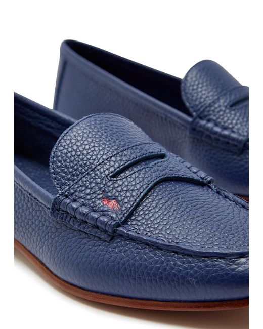 Polo Ralph Lauren Blue Logo Pebbled Leather Loafers