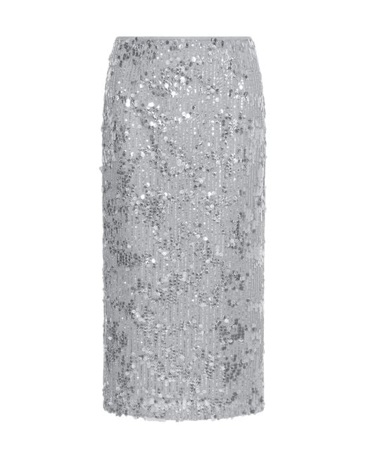 Marella Gray Sequinned Midi Skirt