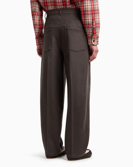 Emporio Armani Gray Wool Casual Pants for men