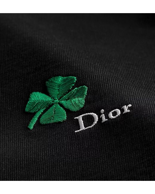 Dior Black T-Shirt With Clover Embroidery, Regular Fit for men