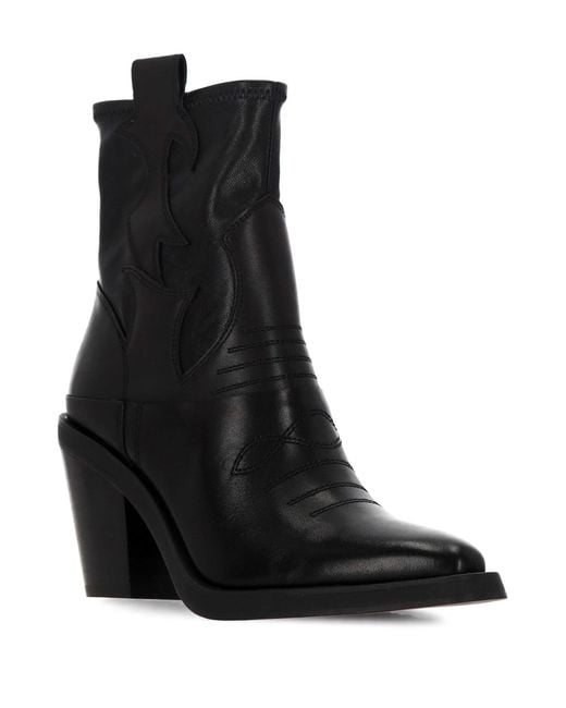 Ash Black Square Toe Ankle Boots