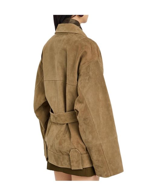 Khaite Natural Belted Suede Jacket