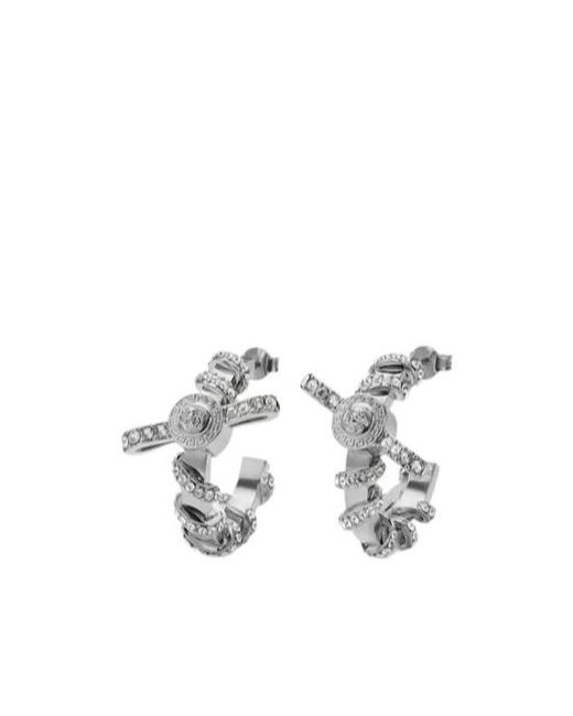 Versace White Embellished Round Earrings