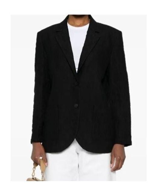 Harris Wharf London Black Crinkled-Finish Blazer
