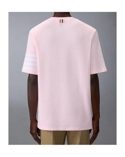 Thom Browne Pink Stripe Detail T-Shirt for men