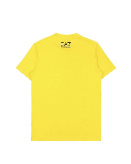 EA7 Yellow Round-Necked Logo T-Shirt for men