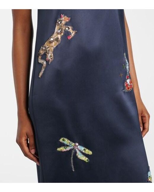 ALÉMAIS Blue Spaghetti Strap Midi Dress