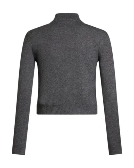Etro Green Panelled Knit Long-Sleeve Shirt