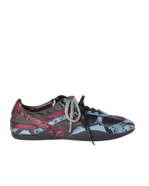 Miu Miu Blue Gymnasium Technical Fabric And Python-Print Ayers Leather Sneakers