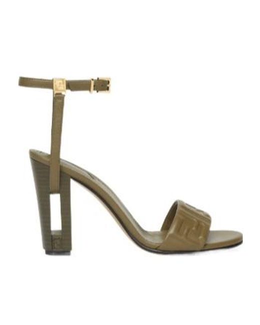 Fendi Metallic Ff Nappa Leather High-Heeled Sandals