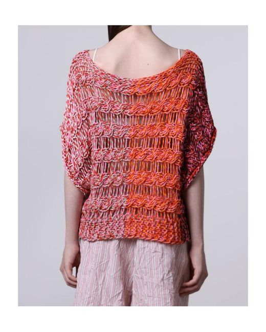Roberto Collina Red Cable-Knit Top