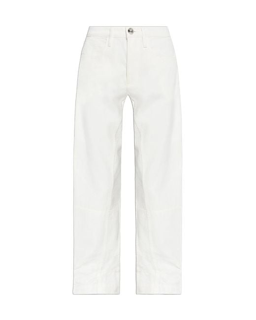 Jil Sander White Logo Patch Straight-Leg Trousers