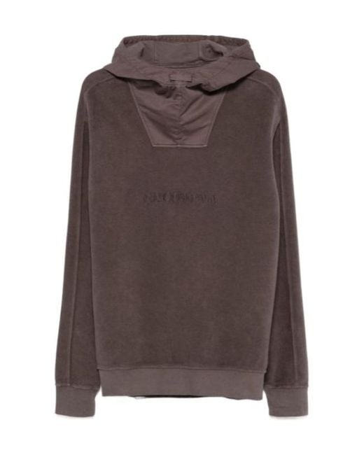 C P Company Brown Brushed Fleece Hoodie for men
