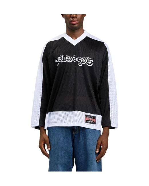 Palm Angels Black Logo Mesh Long-Sleeve T-Shirt for men
