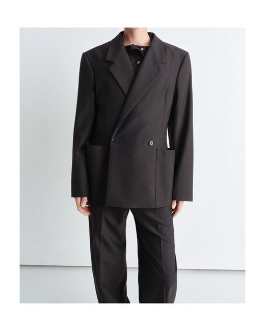 Lemaire Black Long-Sleeved Double-Breasted Blazer