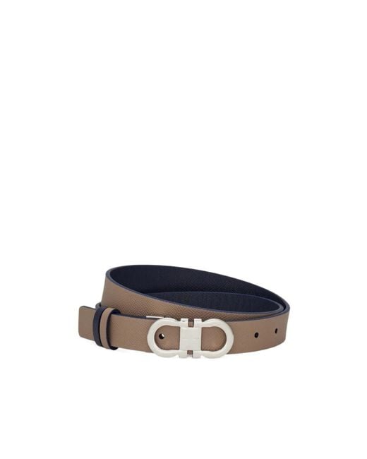 Ferragamo Blue Gancini Reversible And Adjustable Belt