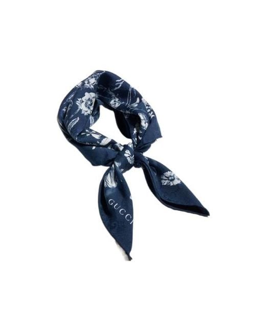 Gucci Blue Cotton Silk Jacquard Pocket Square for men