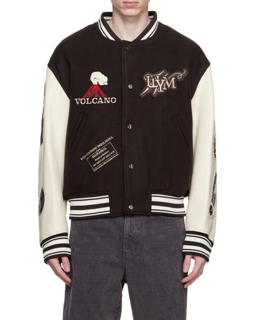 Wooyoungmi Black Patch-Detail Bomber Jacket for men