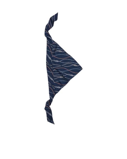 Tommy Hilfiger Blue Rope Print Pure Silk Scarf