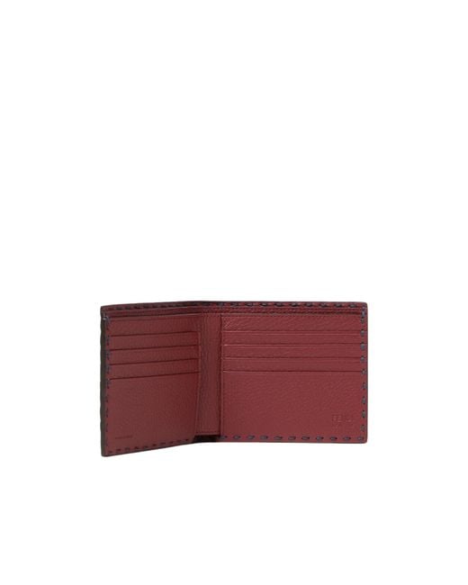 Fendi Blue Selleria Bi-Fold Wallet for men