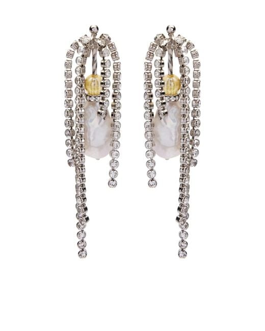 Dries Van Noten White Drop Earrings