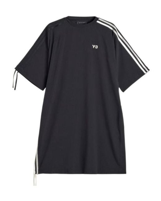 Y-3 Black Cinch 3 Stripes Oversized T-Shirt Dress for men