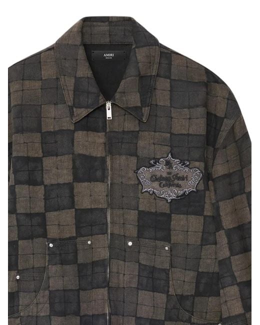 Amiri Gray Checked Denim Jacket for men