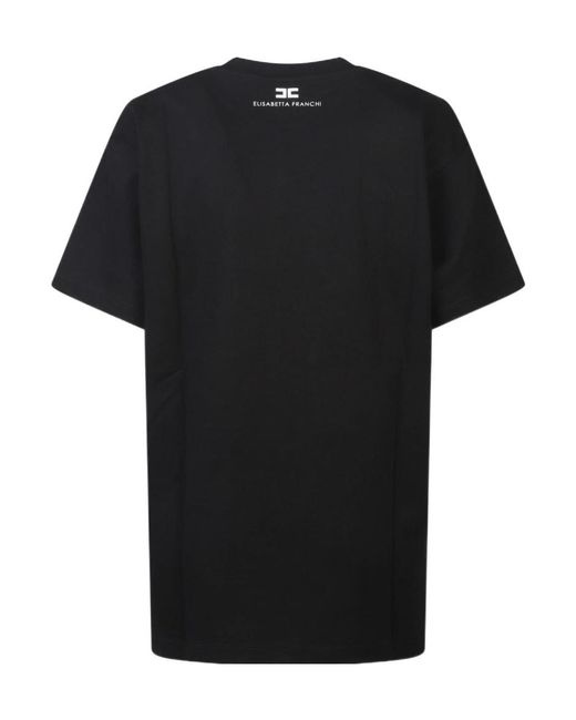 Elisabetta Franchi Black Logo Embroidered T-Shirt