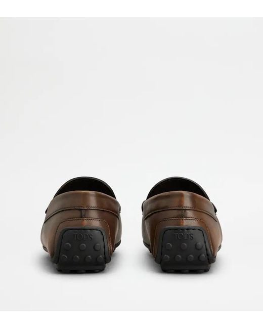 Tod's Brown City Gommino 76L Logo-Detail Loafers for men