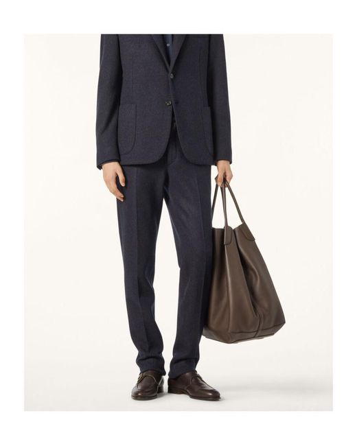 Loro Piana Blue Novalis Belt-Loop Casual Pants for men