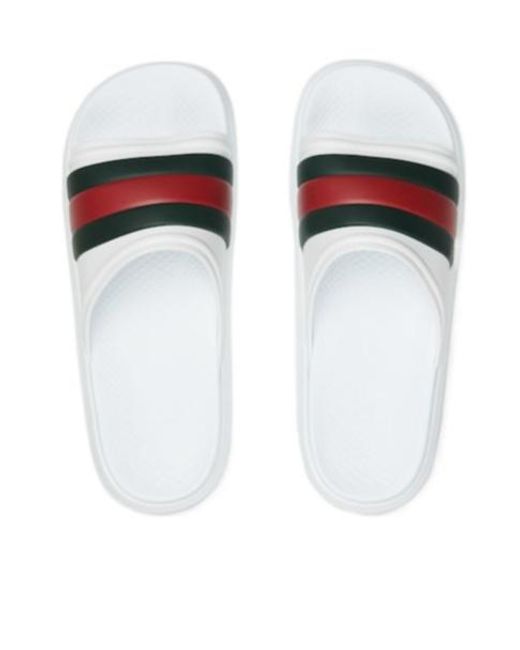 Gucci White Web Slide Sandals for men