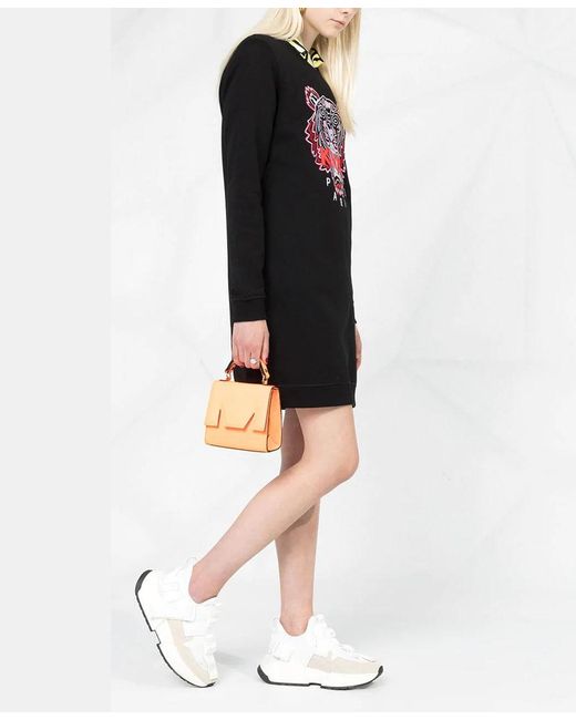 KENZO Black Logo Embroidered Mini Dress