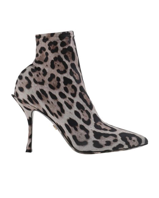 Dolce & Gabbana Black Casual Leopard Print Ankle Boots