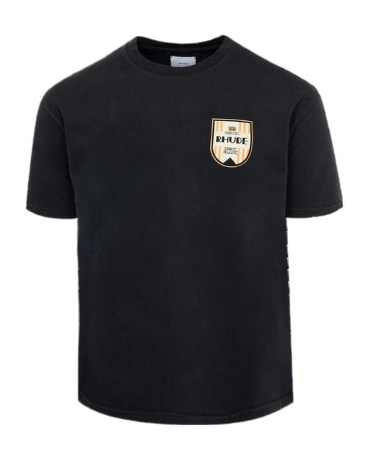 Rhude Black Mont-Blanc Hotel Crewneck T-Shirt for men