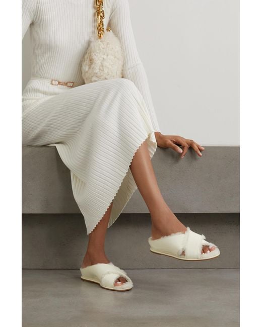 Gabriela Hearst White Ellington Open-Toe Slippers