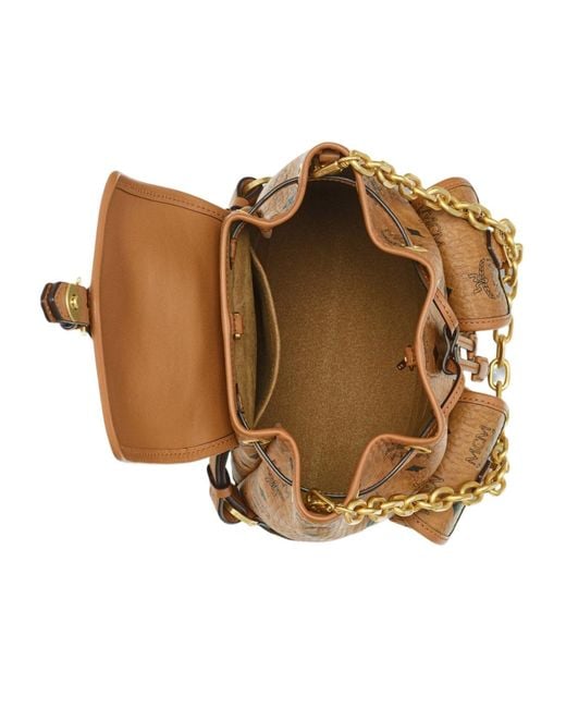 MCM Natural Aren Drawstring Mini Backpack
