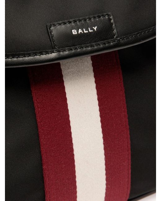 Bally Black Stripe-Detail Canvas Messenger Bag for men