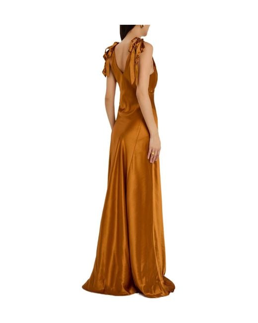 Reformation Brown Pernille Silk Gown