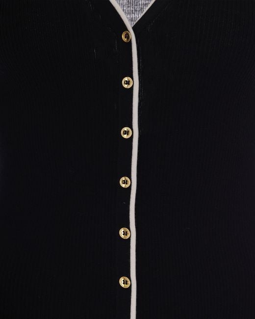 Elisabetta Franchi Black Rib Knit Cardigan