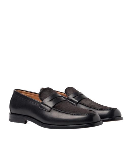 Scarosso Black Round-Toe Loafers for men