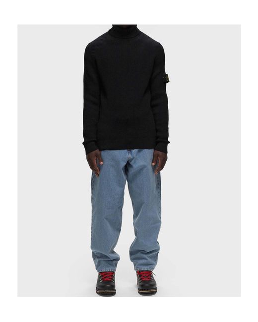 Stone Island Black Logo Patch Roll Neck Jumper for men