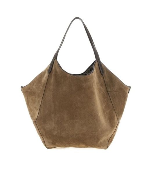 Brunello Cucinelli Brown Monile Reversible Shopping Bag