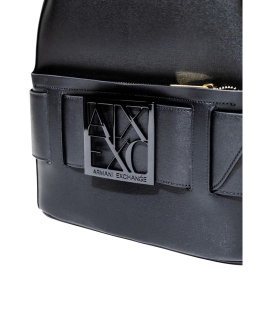 ARMANI EXCHANGE Black Logo-Plaque Backpack