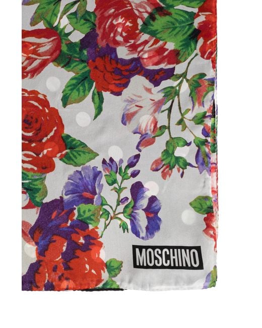 Moschino Red Floral Polka Dot Scarf for men
