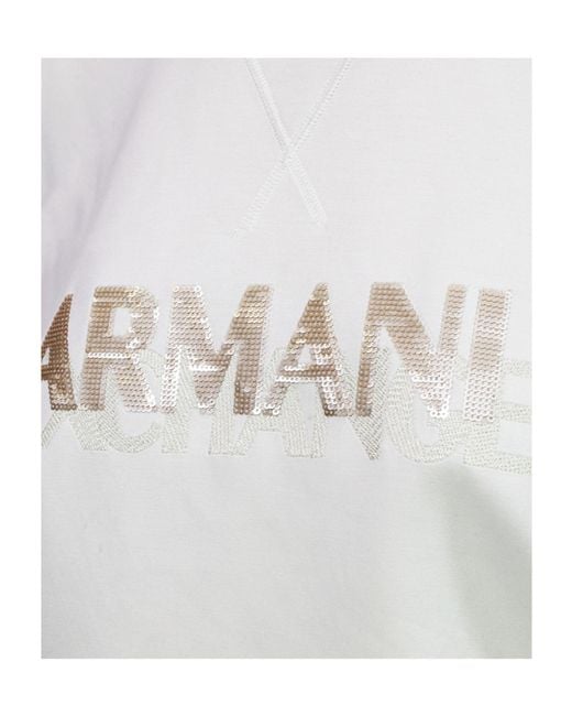 ARMANI EXCHANGE White Long-Sleeved Crew Neck Sweatshirt
