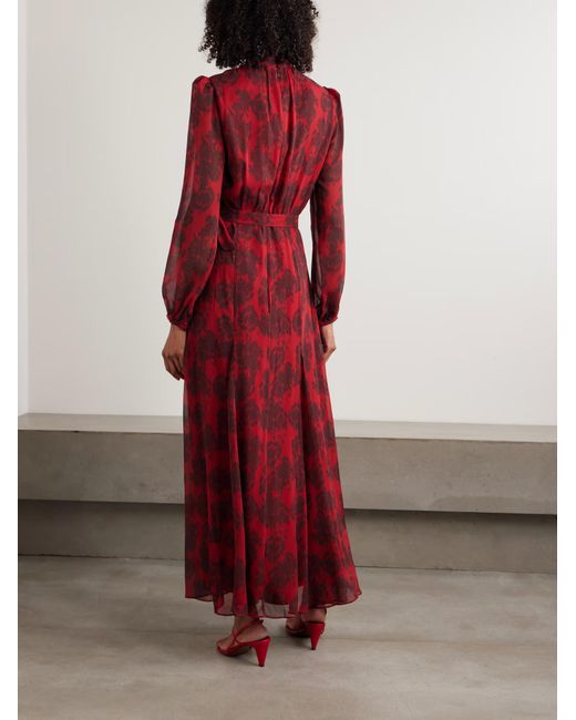 Saloni Red Jacqui-B Printed Long Dress