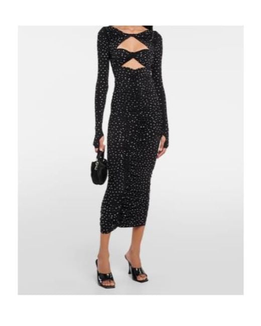 Alex Perry Black Crystal-Embellished Cutout Jersey Midi Dress