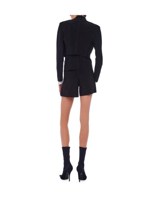 Norma Kamali Blue V-Neck Cropped Jacket