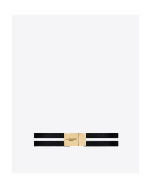 Saint Laurent White Cassandre Ysl Logo Plaque Bracelet