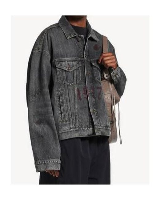 Balenciaga Gray Graffiti Denim Jacket for men